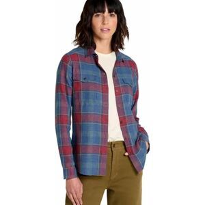 Toad & Co Plaid Flannel Button Down Shirt Women's M Blue Ultra Soft Lightweight